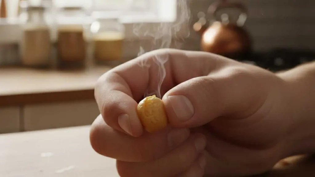 বুট সিদ্ধ হয়েছে কিনা হাতে টিপে চেক করা